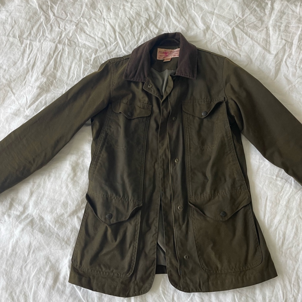 Filson Dark Olive and Brown Collar Jacket